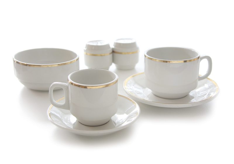 Gold Rimmed Crockery Salt and Pepper Shaker White and Gold Perth