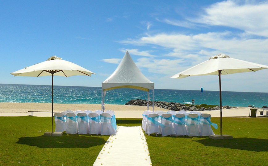 White Covered Chairs, Market Umbrellas and Carpet Hire