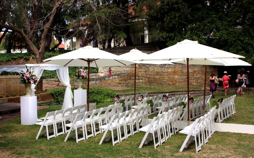 White Wedding Ceremony Set Up