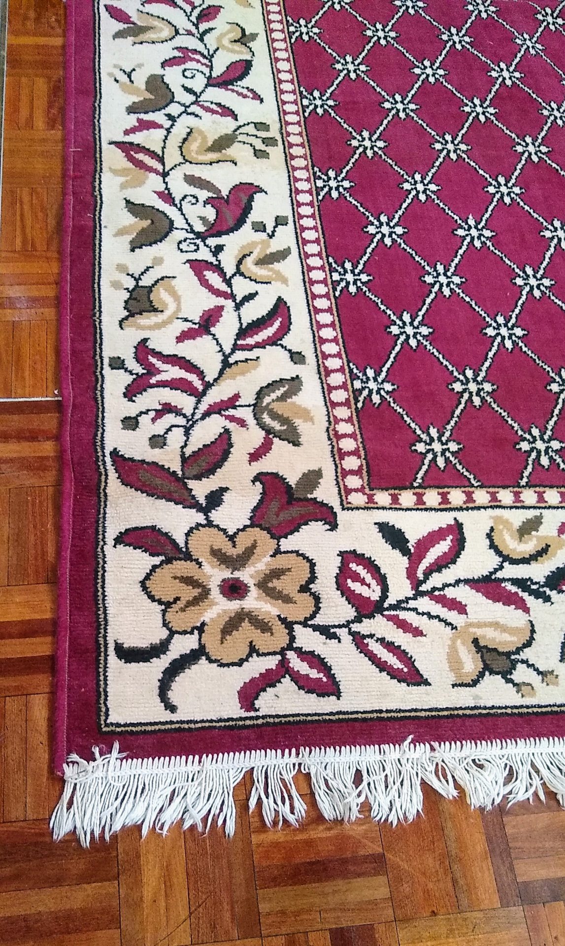 Burgundy Persian Rug with Fringe Hire Perth Party Hire